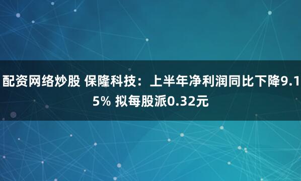 配资网络炒股 保隆科技：上半年净利润同比下降9.15% 拟每股派0.32元