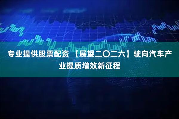 专业提供股票配资 【展望二〇二六】驶向汽车产业提质增效新征程